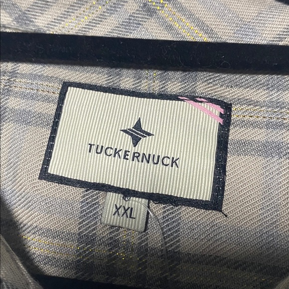 Tuckernuck Ruffle Blouse NWT Women’s XXL Tan Plaid Long Sleeve Collared Shirt - Picture 6 of 15